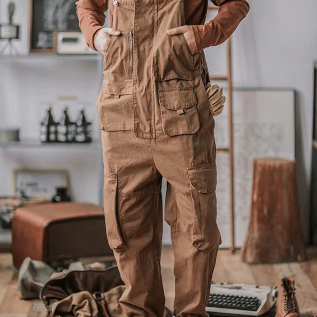 Macacão Workwear com Zíper e Bolsos Amplos