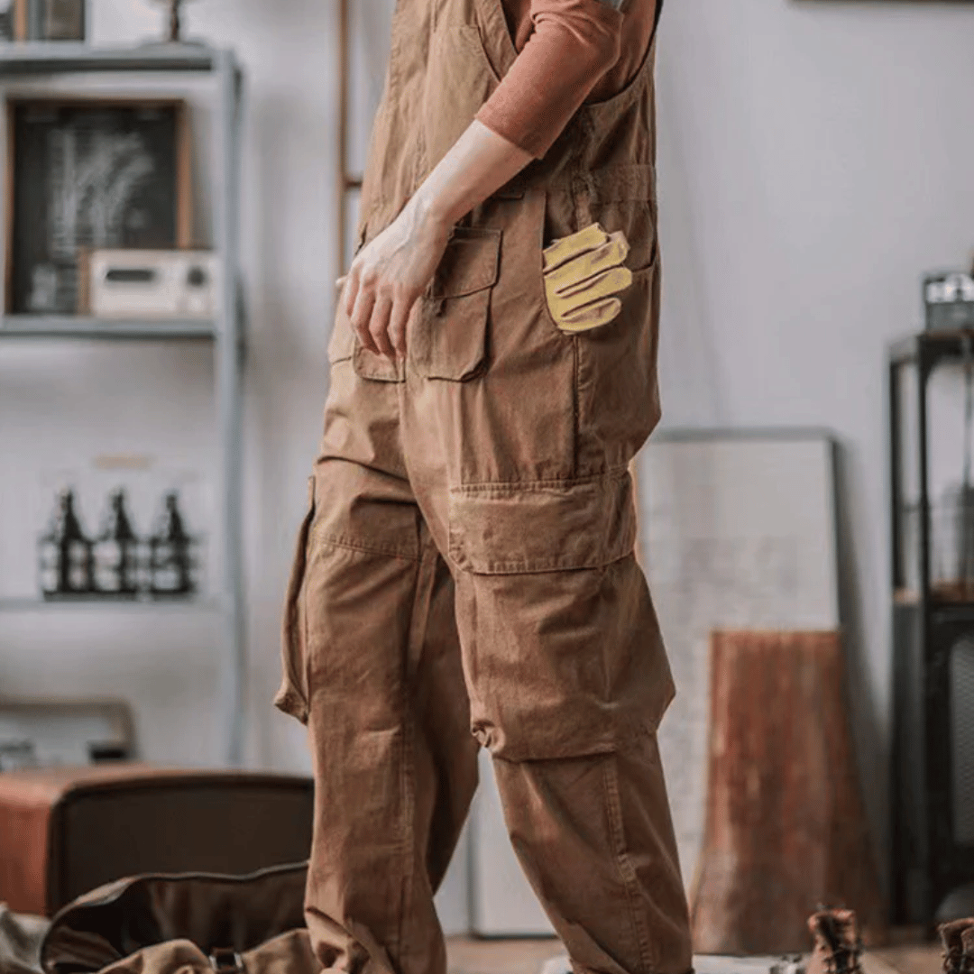 Macacão Workwear com Zíper e Bolsos Amplos