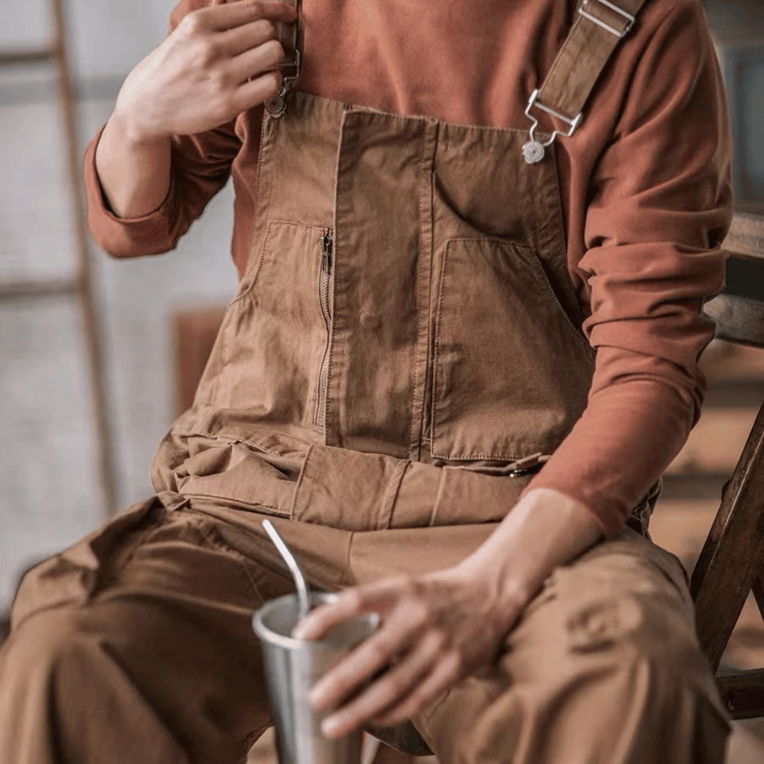 Macacão Workwear com Zíper e Bolsos Amplos