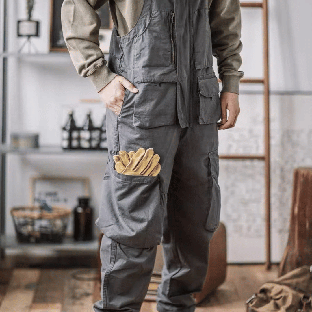 Macacão Workwear com Zíper e Bolsos Amplos