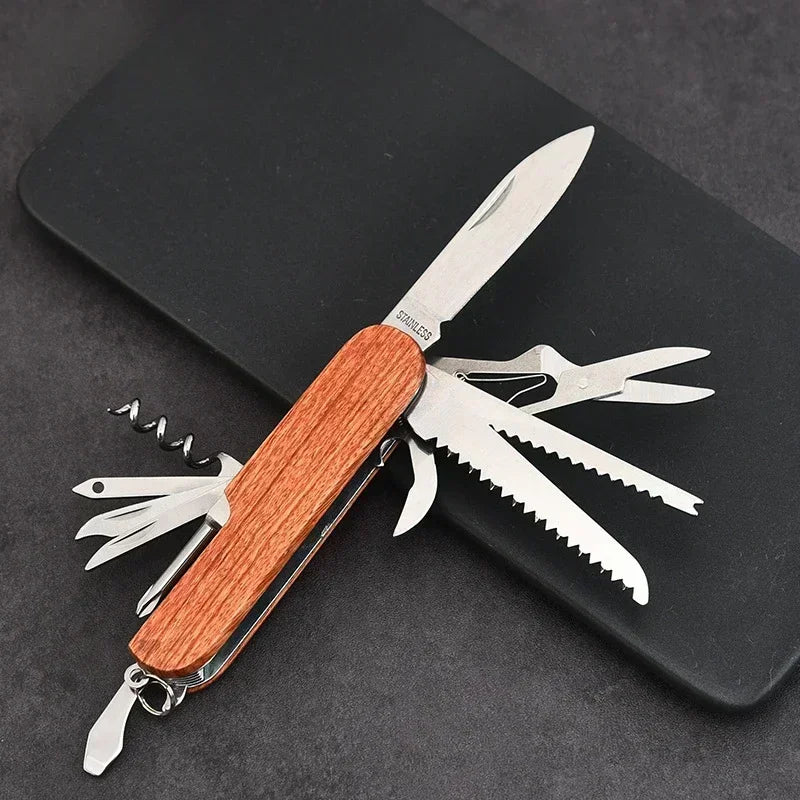Canivete Estilo Suíço em Madeira – 10 ou 30 Funções