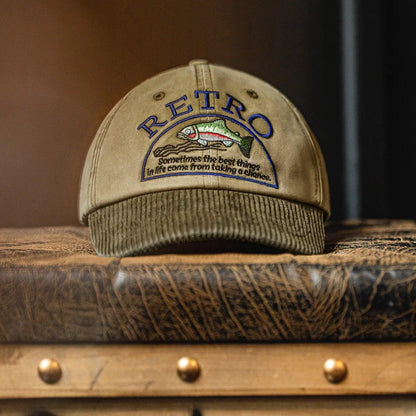 Boné de beisebol Maden vintage de veludo cáqui com aba curvada unissex chapéu bordado diário versátil com pico para estilo OOTD