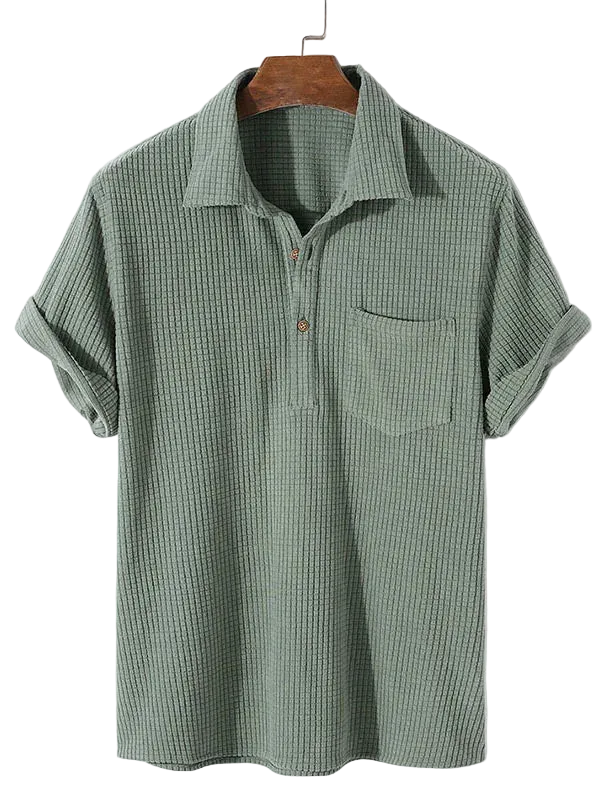 Camisa Caiçara Cotelê em Verde Sálvia, frente