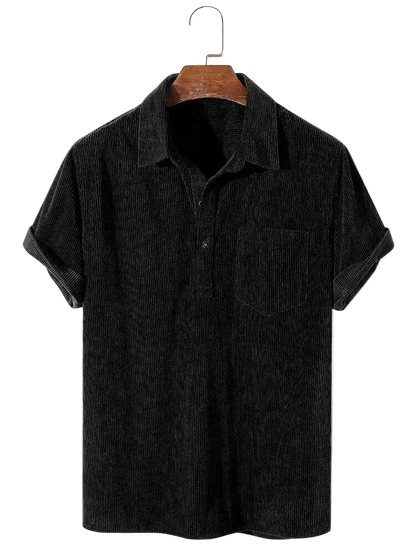 Camisa Caiçara Cotelê em Preto, frente