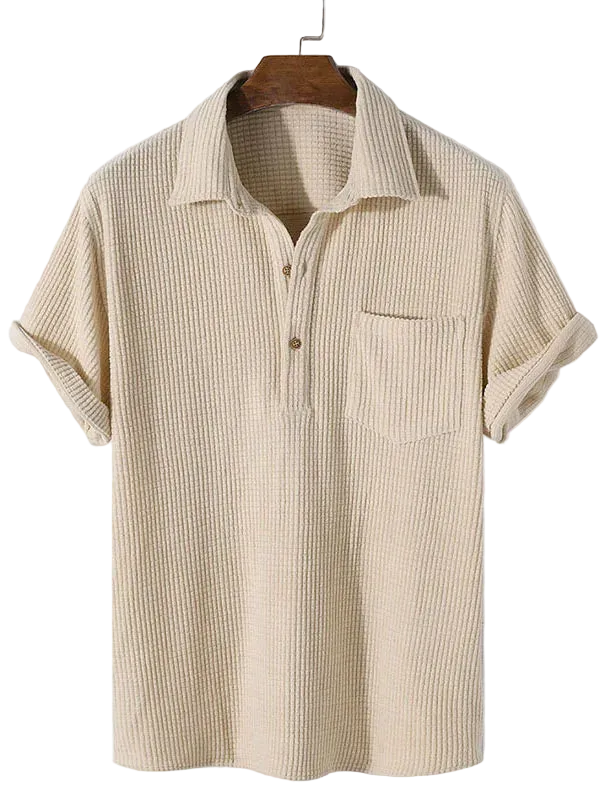 Camisa Caiçara Cotelê em Areia Clara, frente