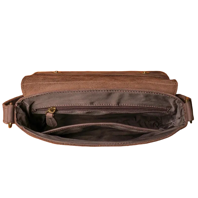 Bolsa Estrada Couro aberta, divisão interna com zíper