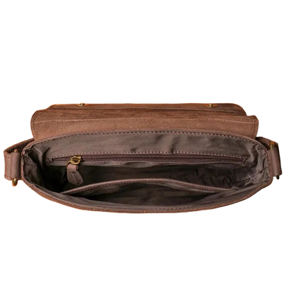 Bolsa Estrada Couro aberta, divisão interna com zíper