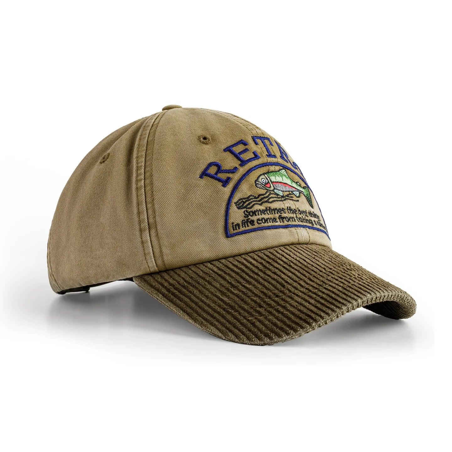 Boné de beisebol Maden vintage de veludo cáqui com aba curvada unissex chapéu bordado diário versátil com pico para estilo OOTD