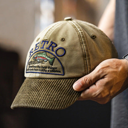 Boné de beisebol Maden vintage de veludo cáqui com aba curvada unissex chapéu bordado diário versátil com pico para estilo OOTD
