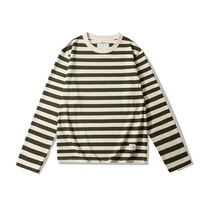 Camiseta Mariniere Listrada na cor Verde Musgo