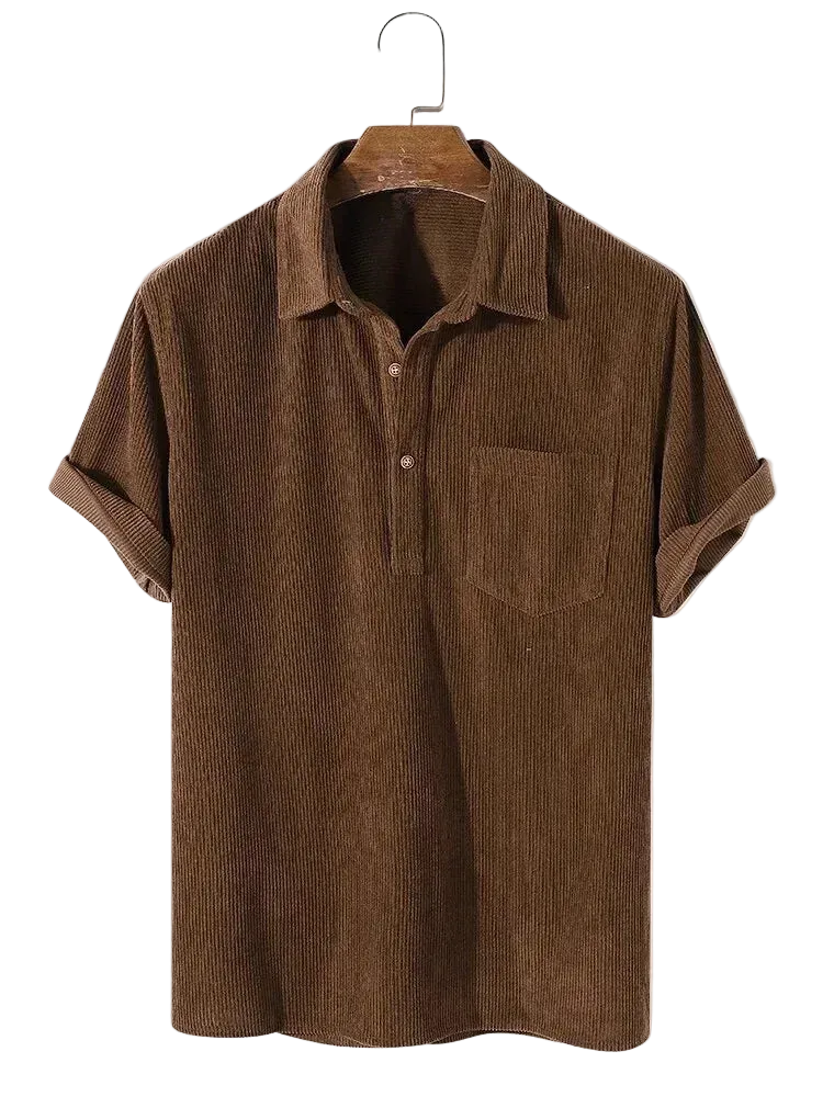 Camisa Caiçara Cotelê em Café, frente