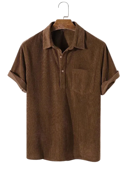 Camisa Caiçara Cotelê em Café, frente