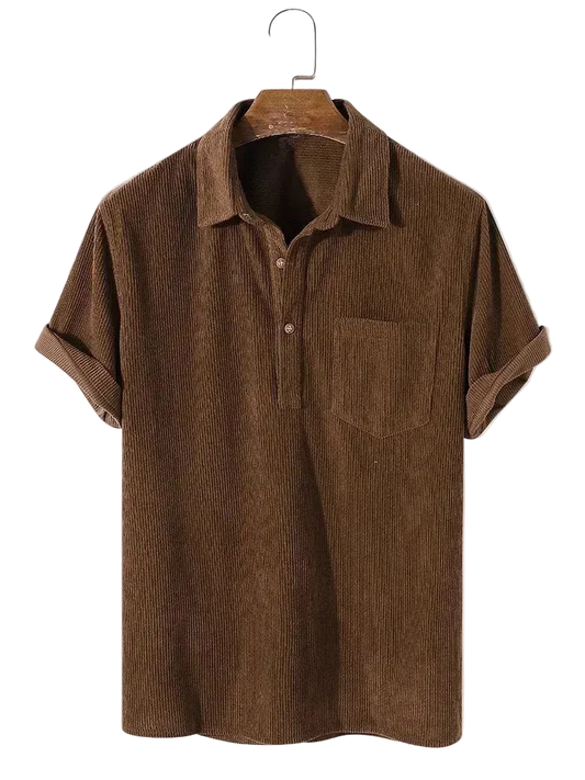 Camisa Caiçara Cotelê em Café, frente