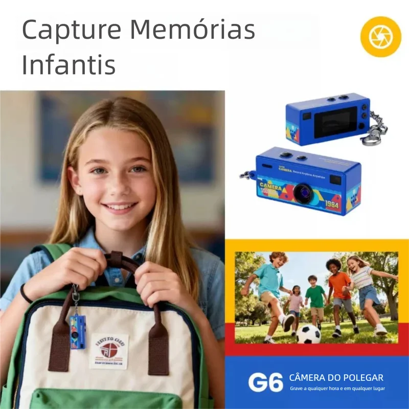 Mini Câmera Vintage 1984 – Chaveiro Retro