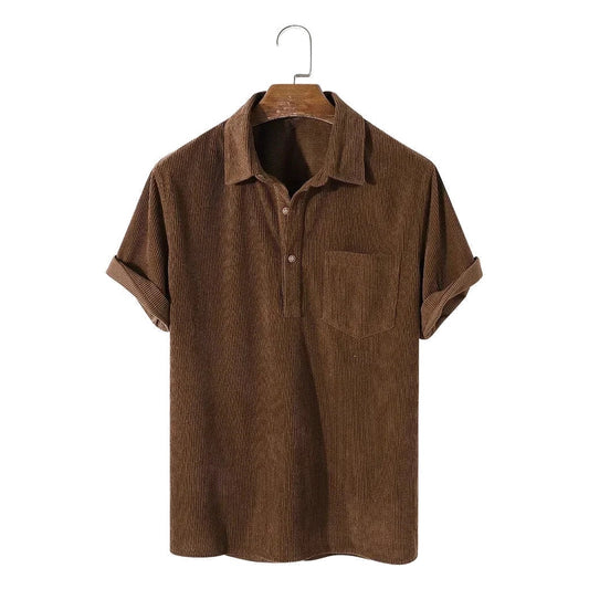 Camisa Caiçara Cotelê em Café, frente