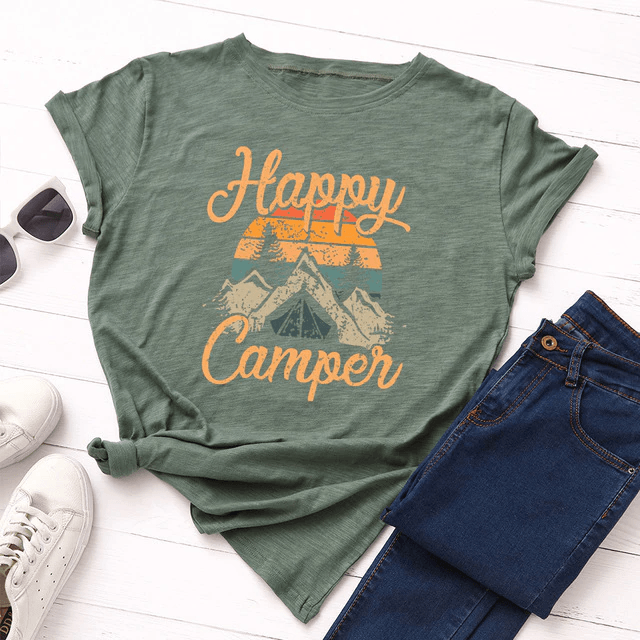 Camiseta Feminina Happy Camper - Linha Be Wild - Almaselvagem