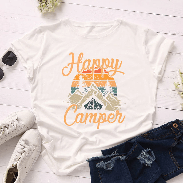 Camiseta Feminina Happy Camper - Linha Be Wild – Almaselvagem